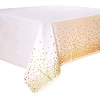 2 Manteles de PláStico Desechables- Manteles Rectangulares de Lunares Blancos y Dorados Para Bodas- Navidad- Fiestas de…